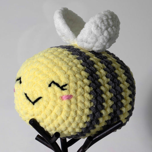 Bee Plushie - Medium - Yellow & Gray